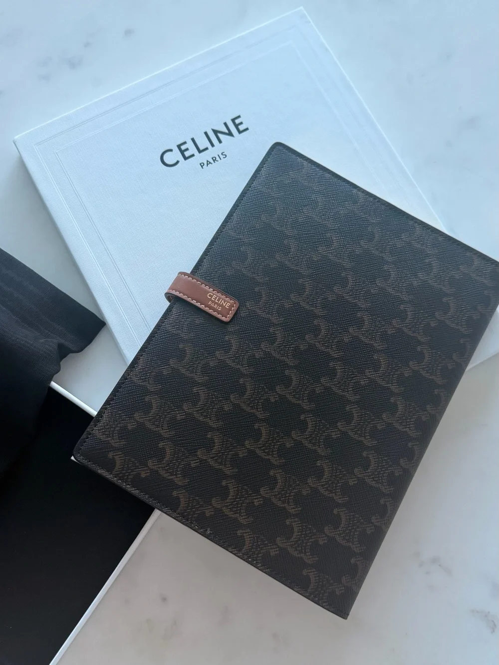Celine Medium Triomphe Canvas & Calfskin Notebook Cover + Notebook